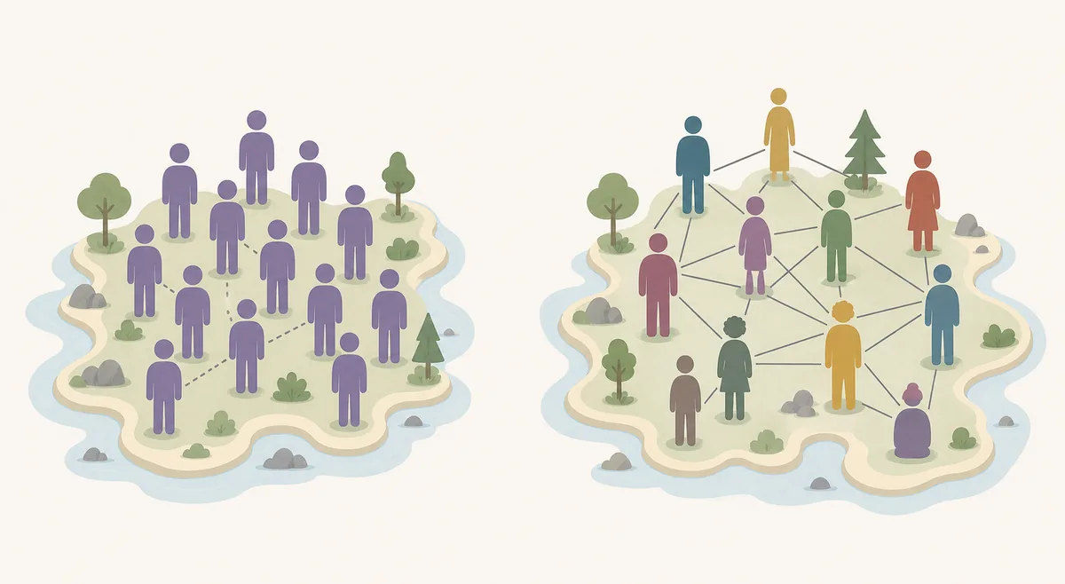 Comparação entre grupo semelhante e mistura equilibrada de personalidades